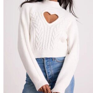 Priya Ivory Cutout Mock Neck Cropped Sweater Lulus - SMALL only